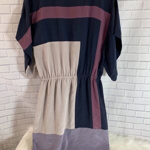 Suzi Chin Maggy Boutique Color Block Silk Dress